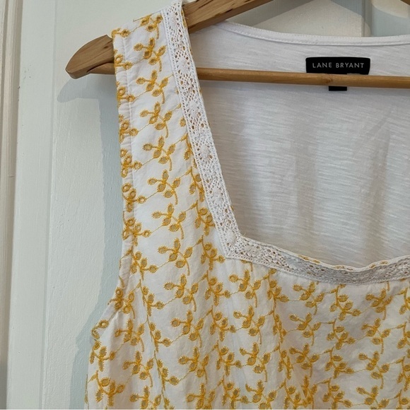 Lane Bryant | Sunny Yellow & White Eyelet Tank Top Size 14/16 Summer Spring - Picture 5 of 9
